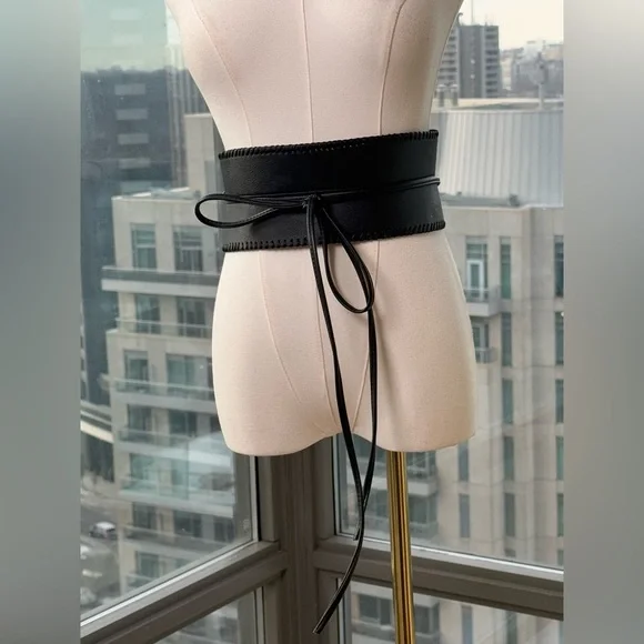 🆕 BRONX & BANCO 🧿 NWOT Briana Faux Leather Tie-Around Belt, Black - Picture 9 of 16